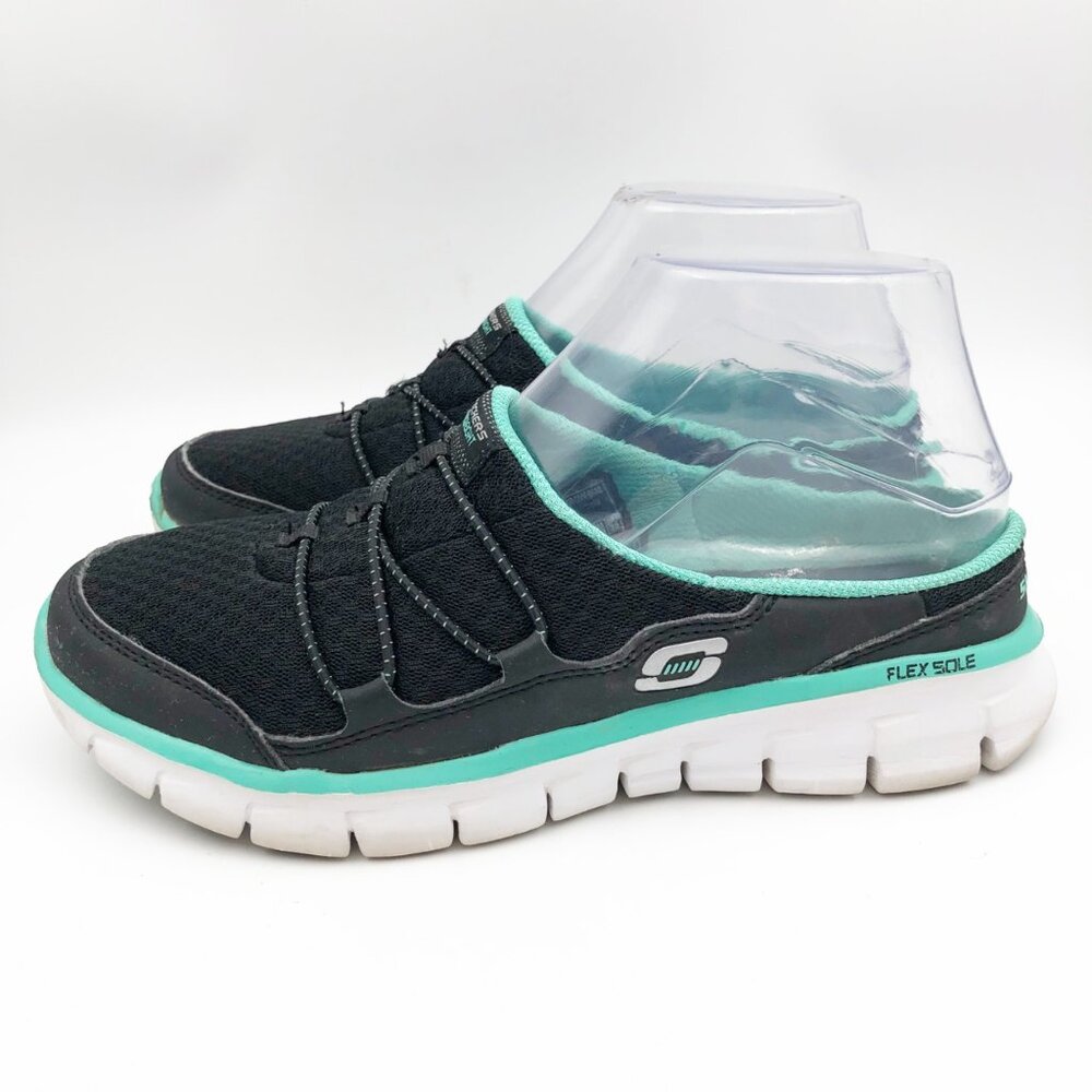 SKECHERS Synergy Black Aqua Backless Slip On Sneakers Mules Womens 6 - Picture 4 of 9